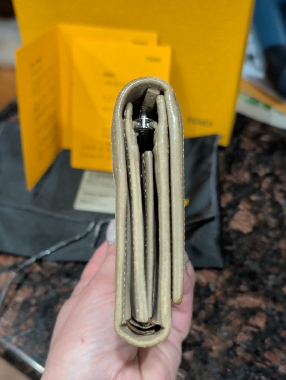 Fendi Beige Zucca Canvas Fold Wallet with Taupe Trim - Picture 9 of 16